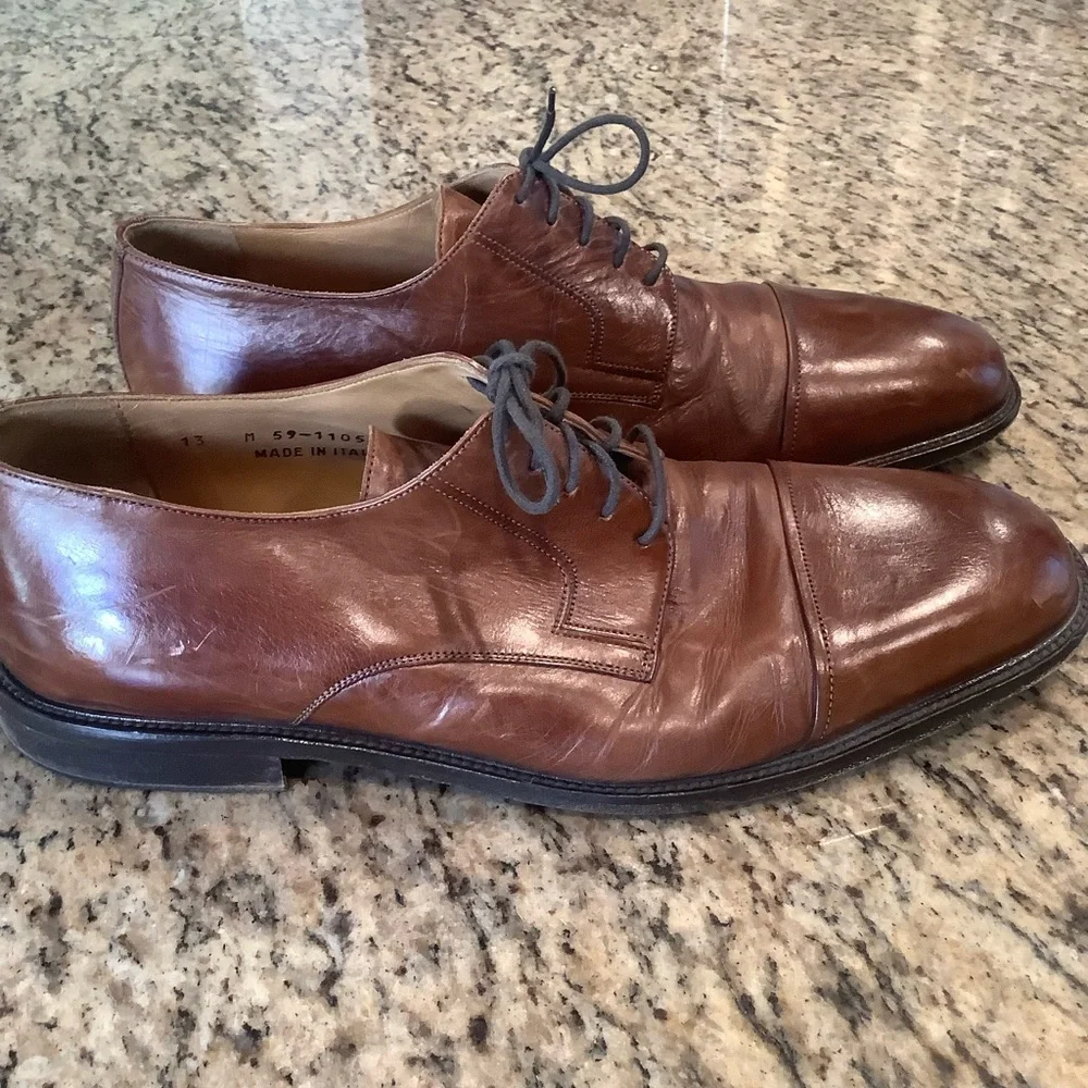 Johnston Murphy Mens 13 Brown Leather 59 11056 Cap Toe Oxford Shoes J. Murphy